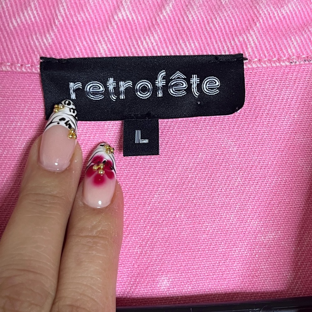 Retrofete Pink Denim Jacket Distressed size L - Picture 4 of 6